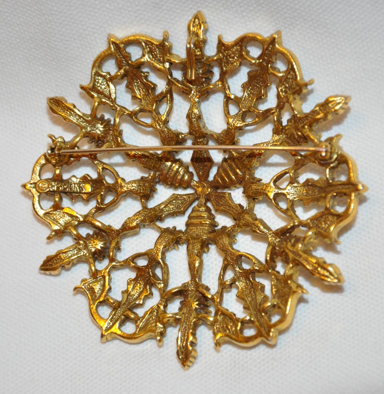 EMMONS ヴィンテージ ブローチ Vintage Emmons Gold Tone Flower with Pearl Brooch or Pendant