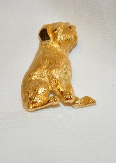 Trifari Etched Gilde Gold Vermeil Hardware "Puppy" Brooch