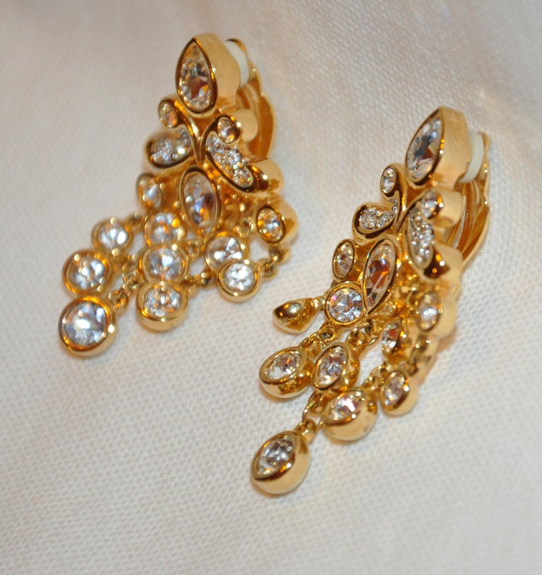 Polished Gilded Gold Vermeil Hardware "Chandelier" Earrings with Faux