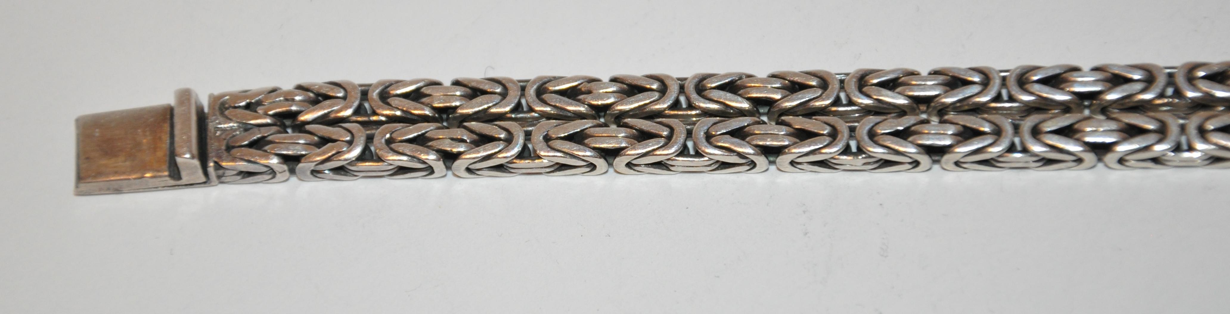 Baroque Heavy Silver 925 Double-Strand Bracelet For Sale