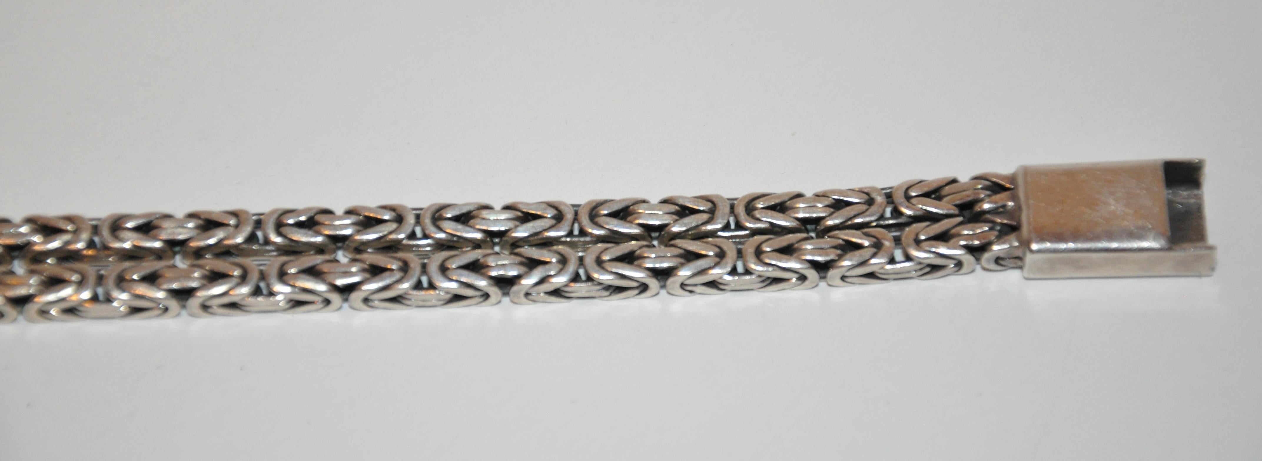 Heavy Silver 925 Double-Strand Bracelet In Good Condition For Sale In New York, NY