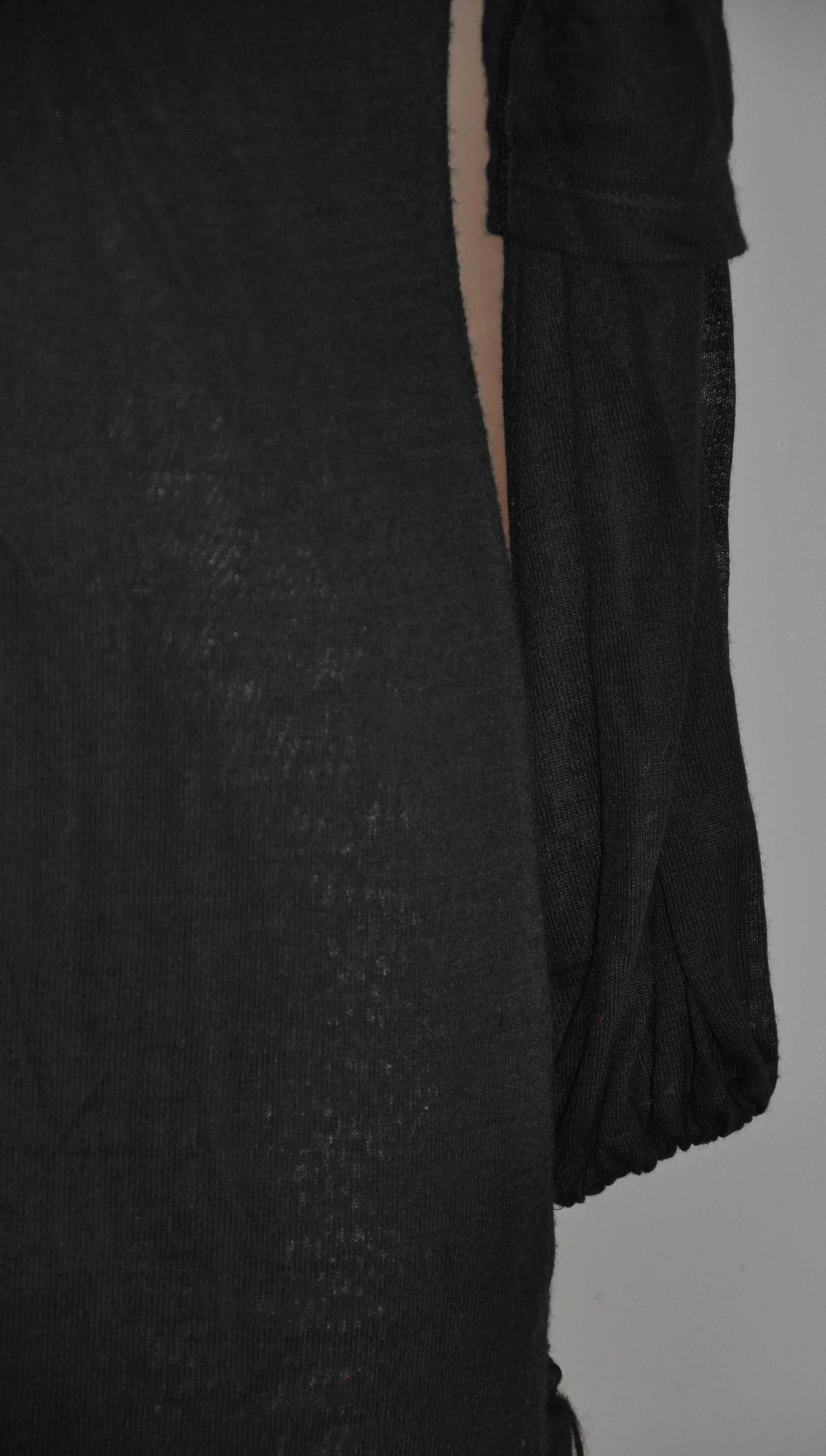 Women's Jean Paul Gaultier Double-Layered Black Wool Jersey Ruffled Dress For Sale