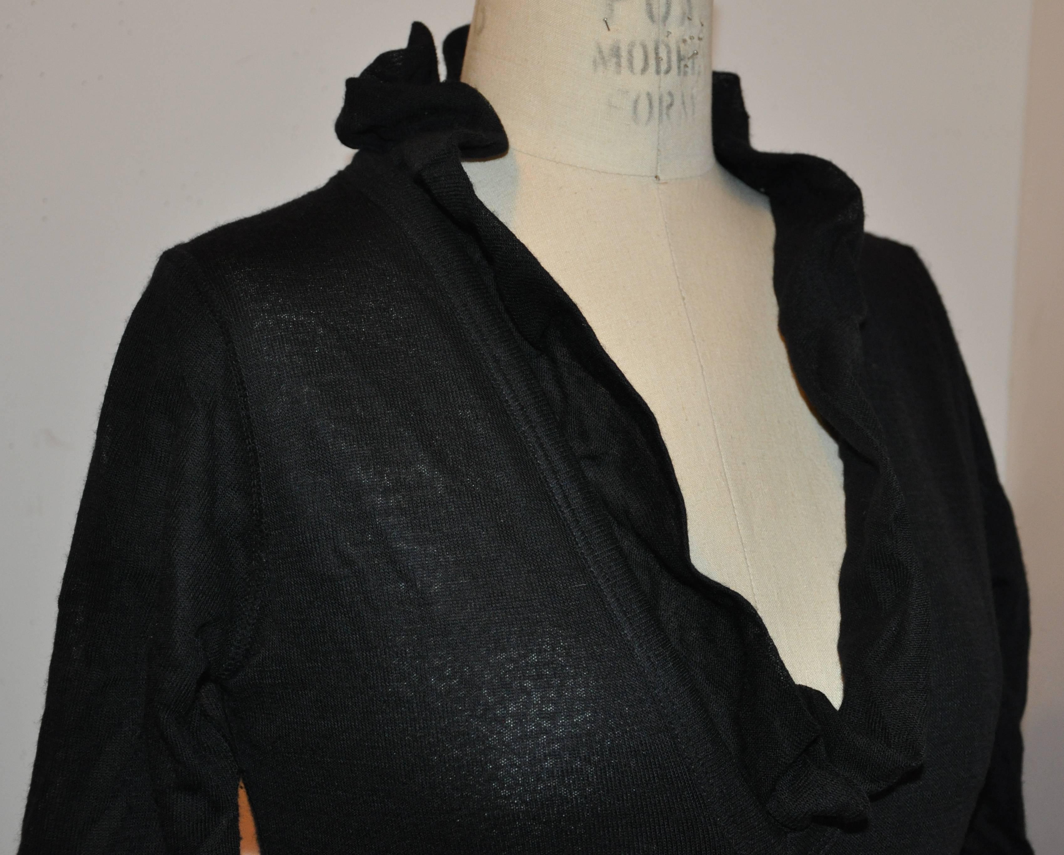 Jean Paul Gaultier Double-Layered Black Wool Jersey Ruffled Dress For Sale 3