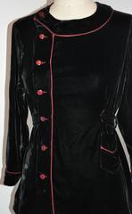 Jean Paul Gaultier Black Velvet with Piping Button Top