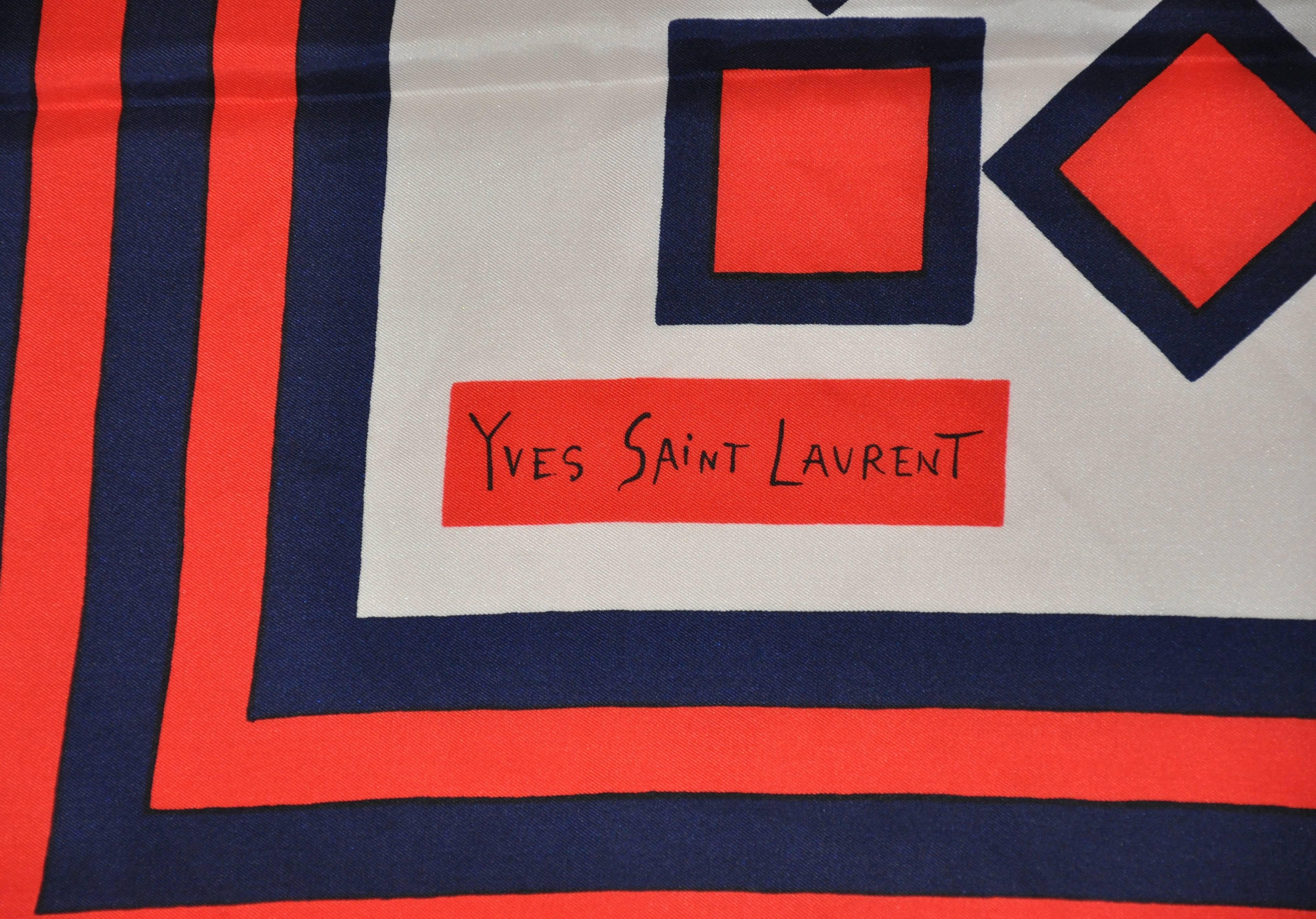           Yves Saint Laurent kühn Multi-Color abstrakten Druck Seidenschal misst 34 