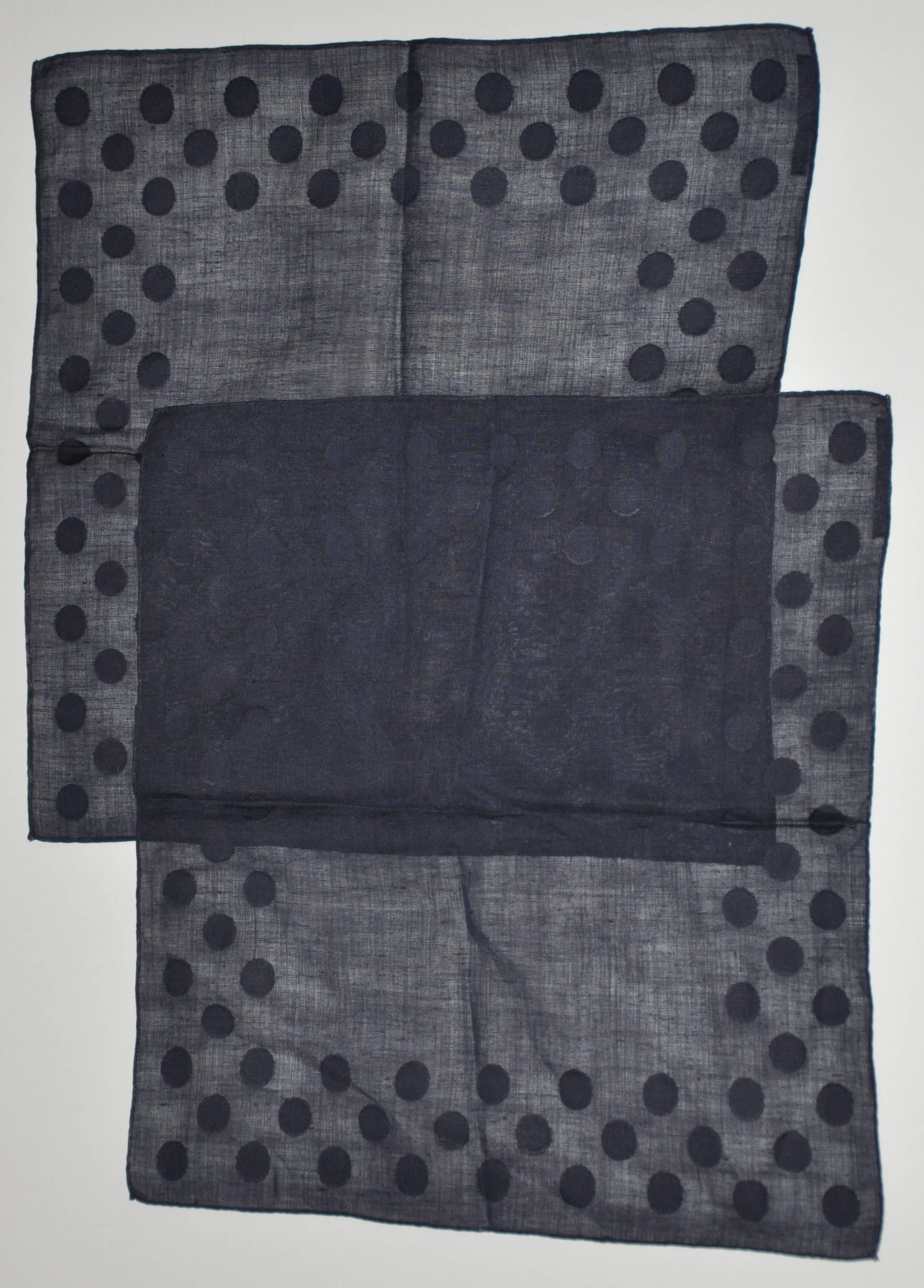 Black Givenchy Set of Navy Polka-Dot Linen Men's Hankerchief For Sale