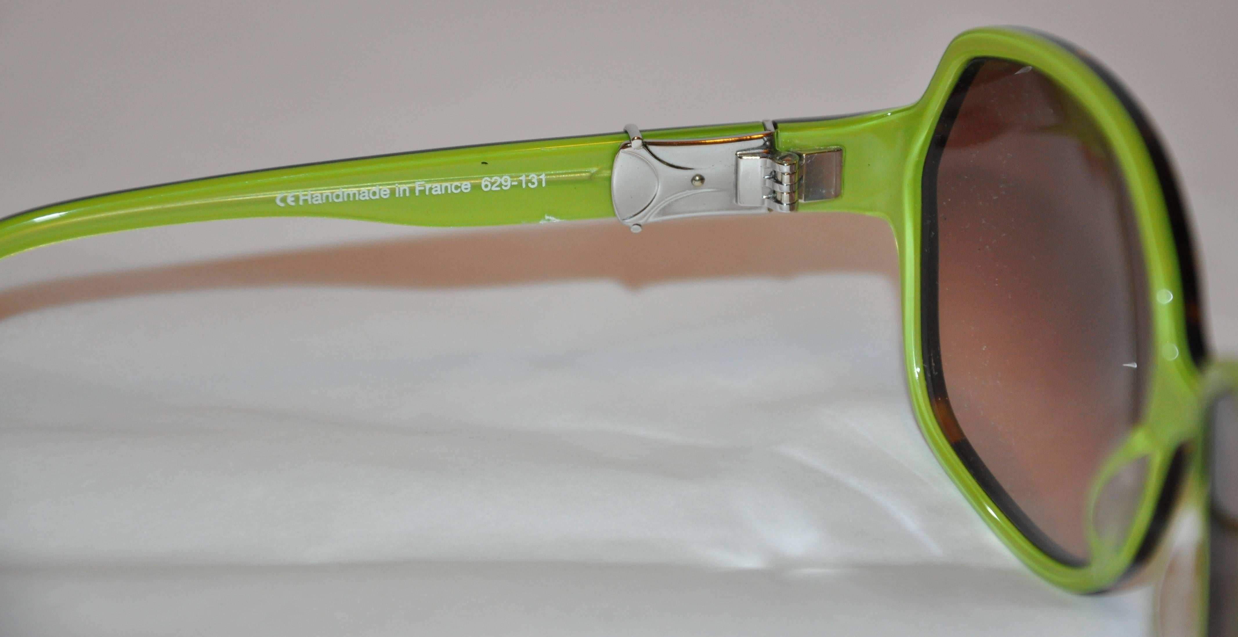 Robert Marc Handmade Black Lucite with Lime-Green Interior Sunglasses For Sale at 1stDibs ...
