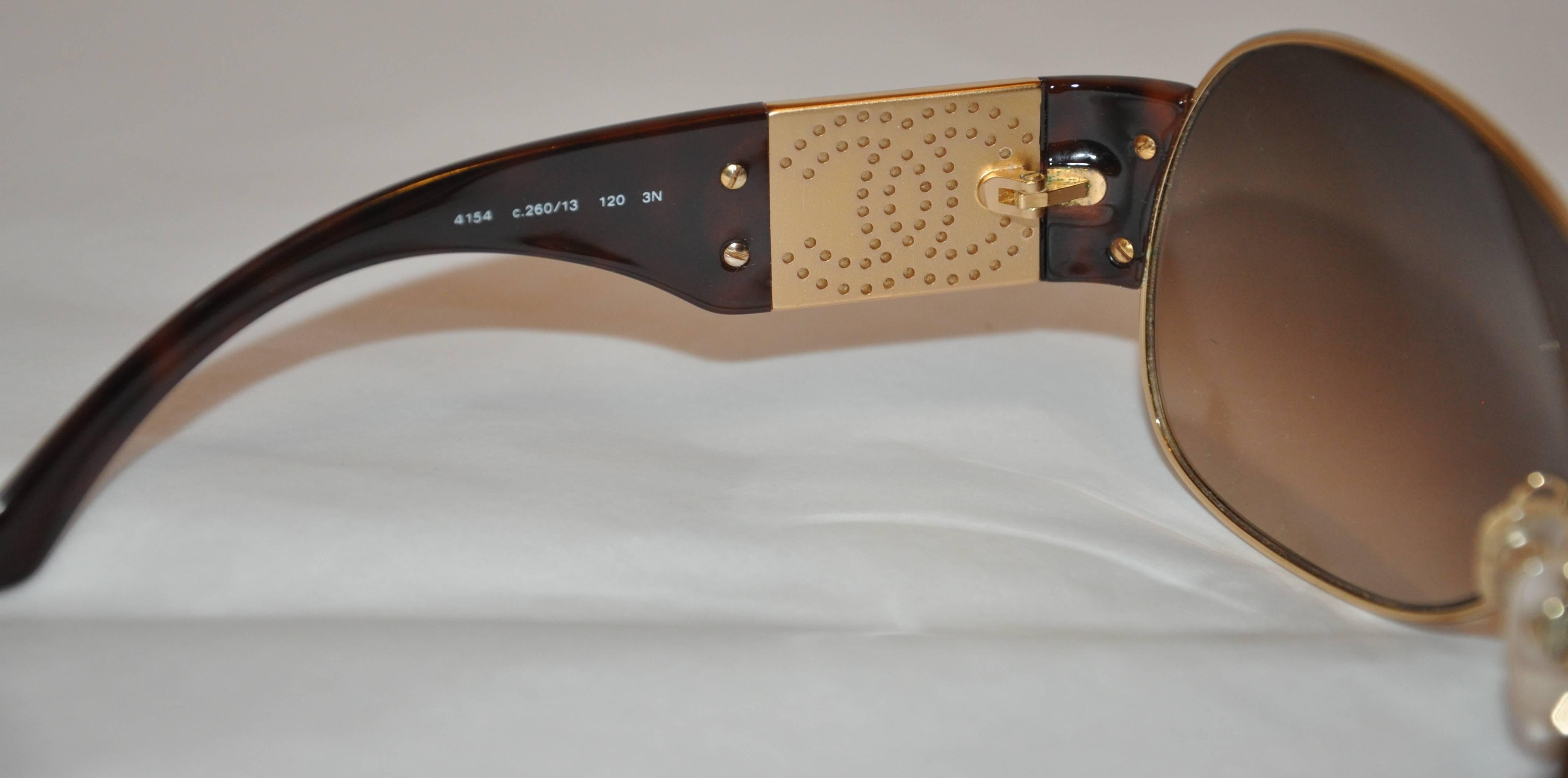 Women's Chanel Bold Tortoise Shell with Gold Hardware Sunglasses