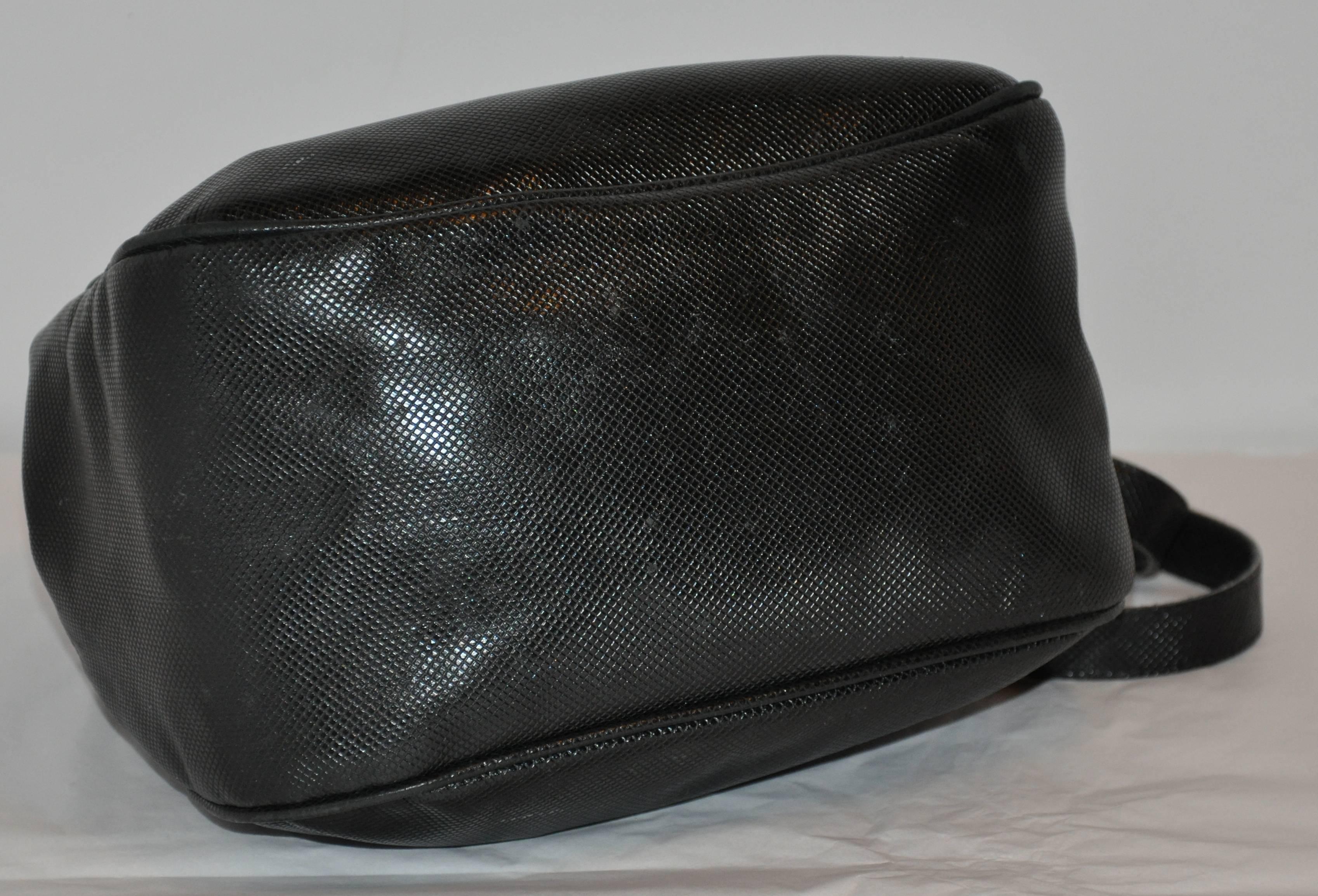 Women's Bottega Veneta Textured Black Calfskin with Gold Hardware Shoulder Bag