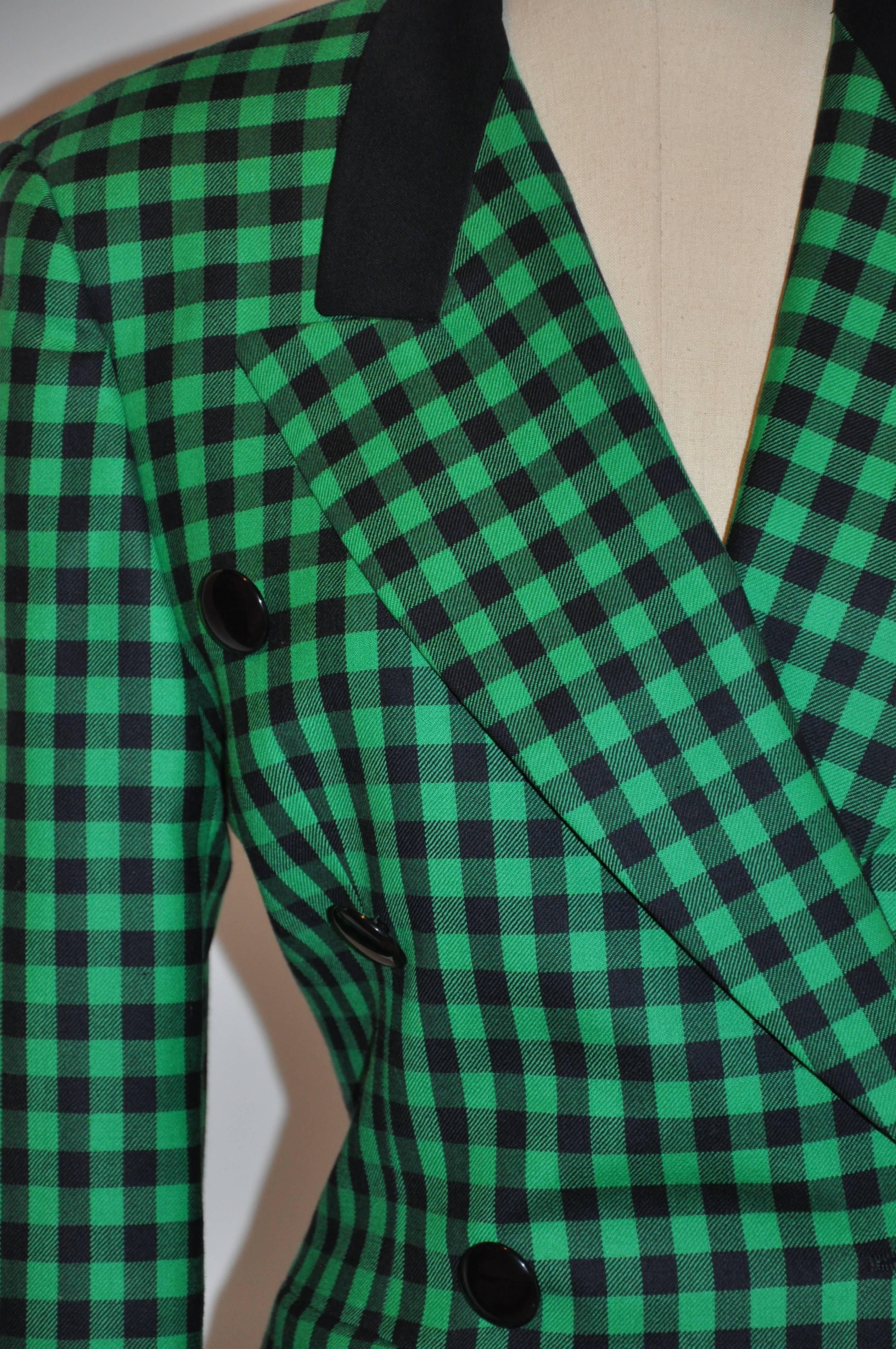 green checkered blazer