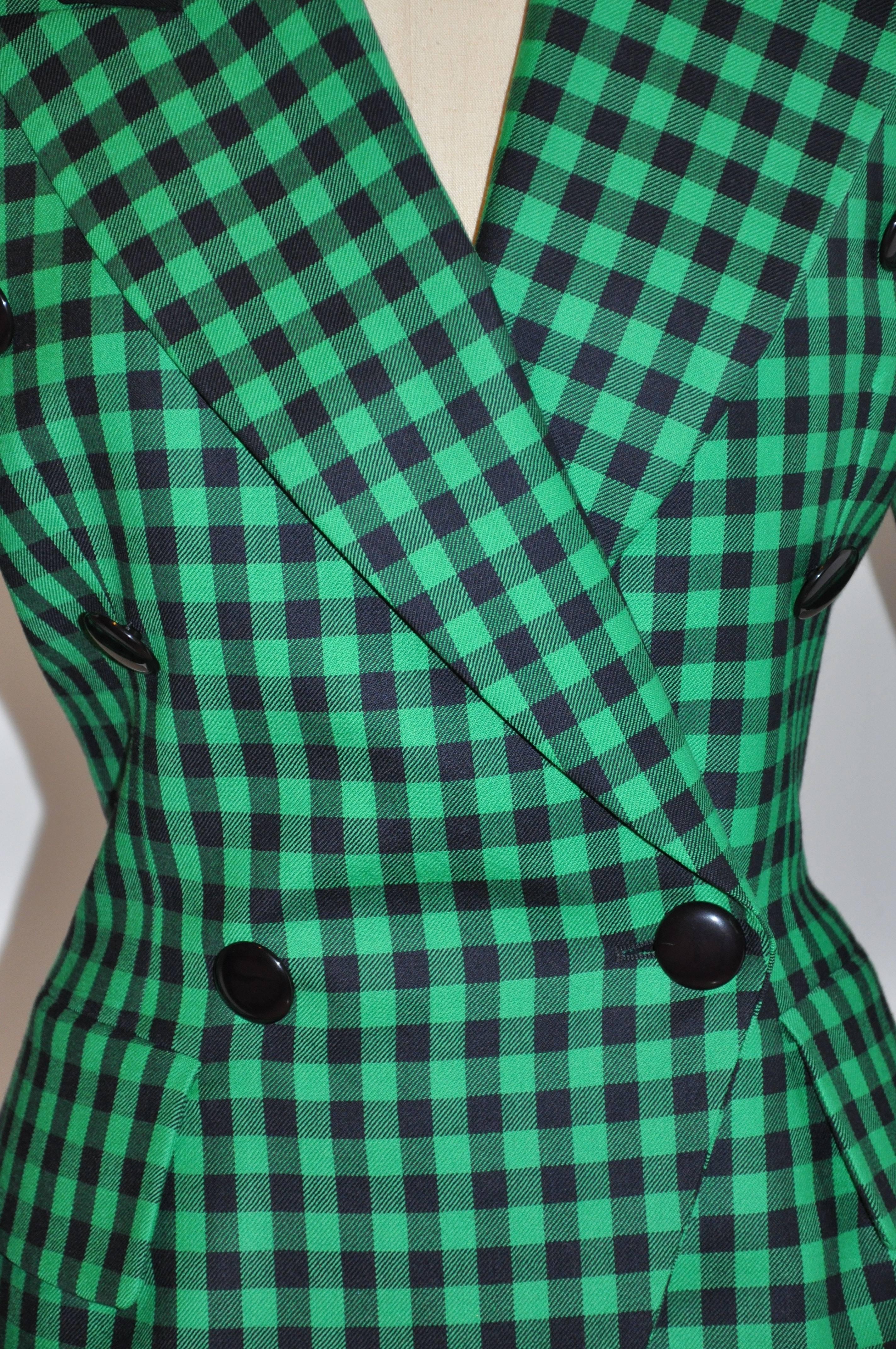 green and black checkered jacket