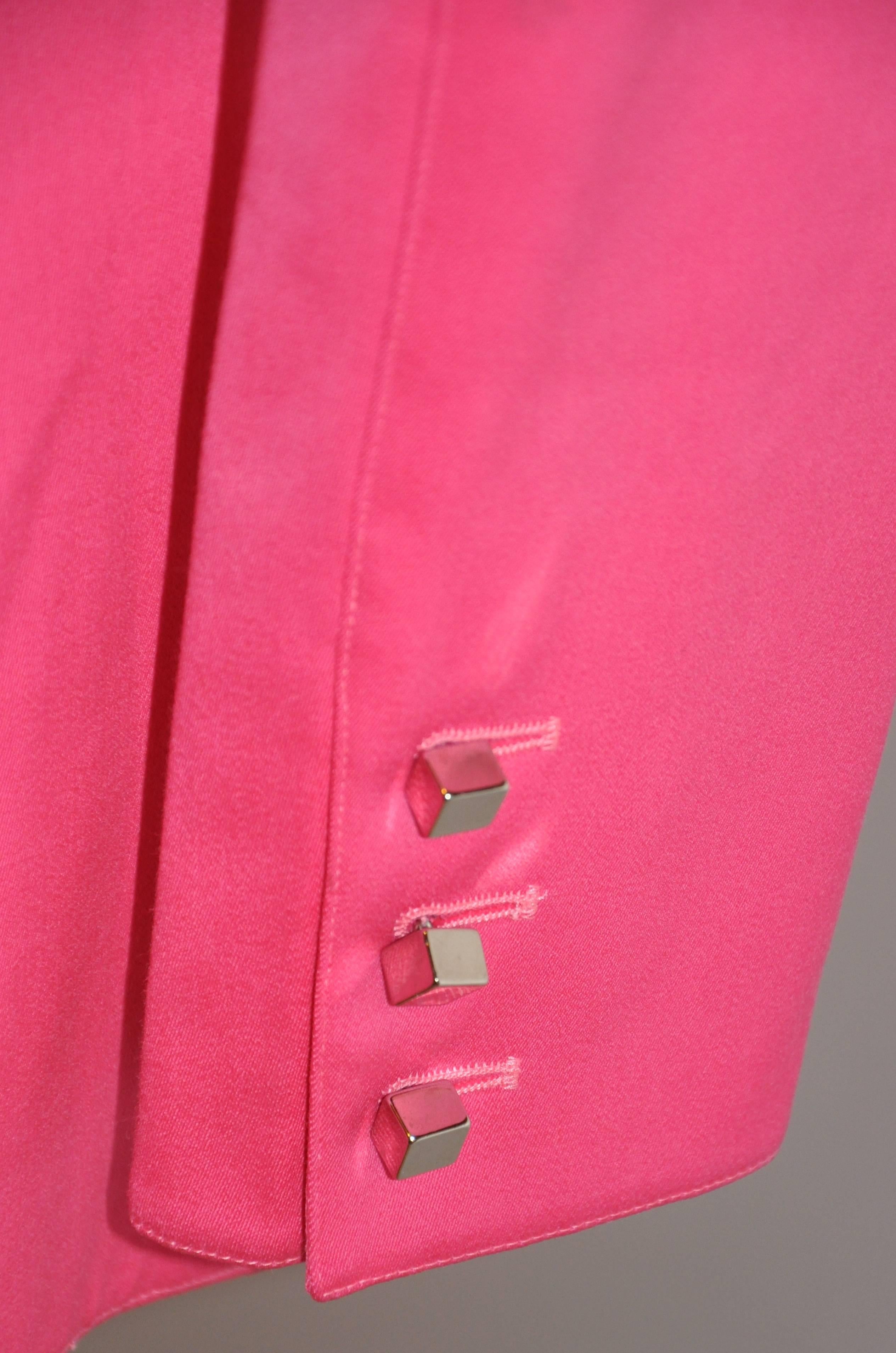 Pink Claude Montana Bold Fuchsia Form-Fitting Zipper-Front Jacket For Sale