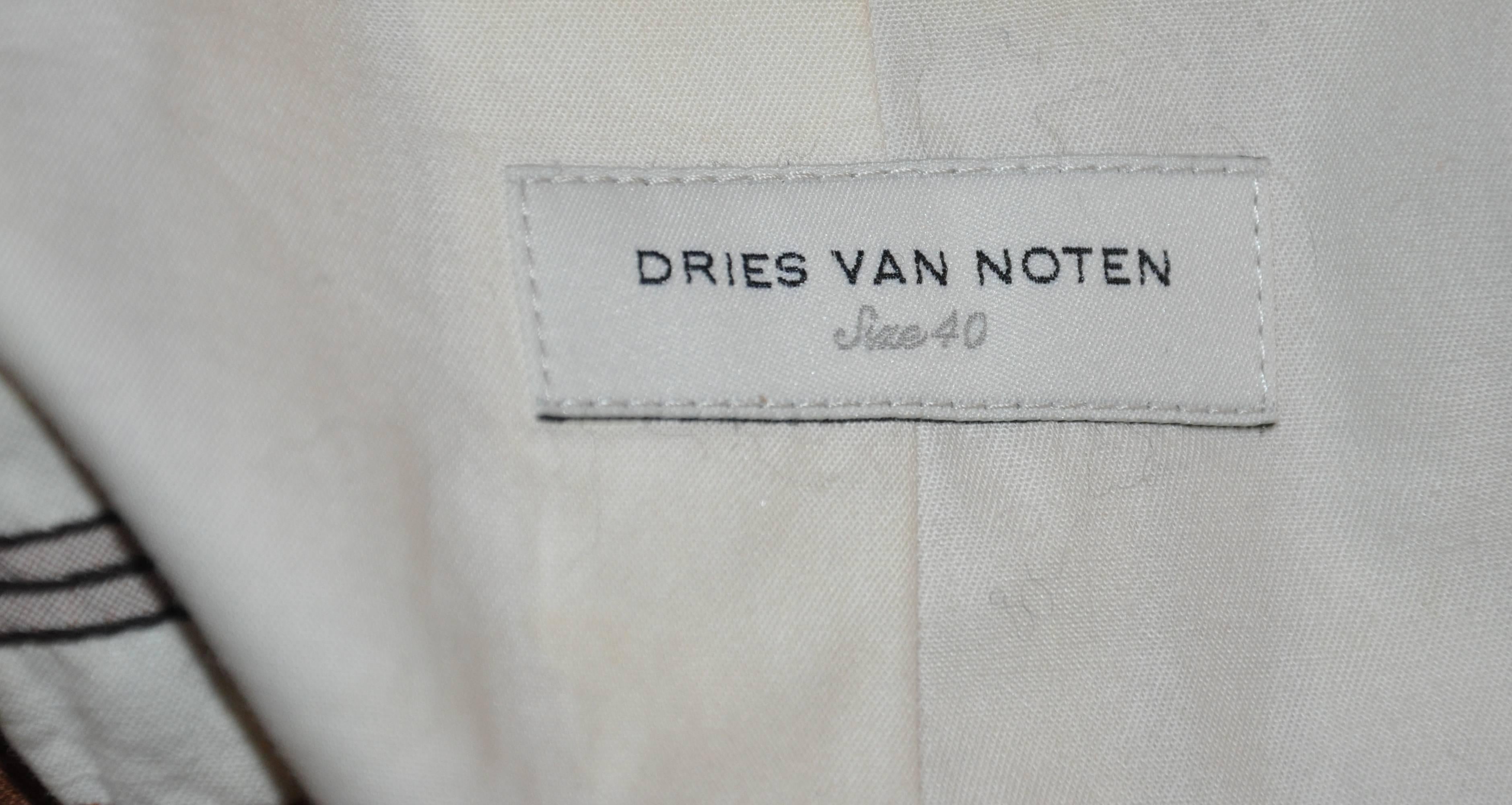 Dries Van Noten Shades of Beige Silk Stripe Double-Breasted Jacket 1