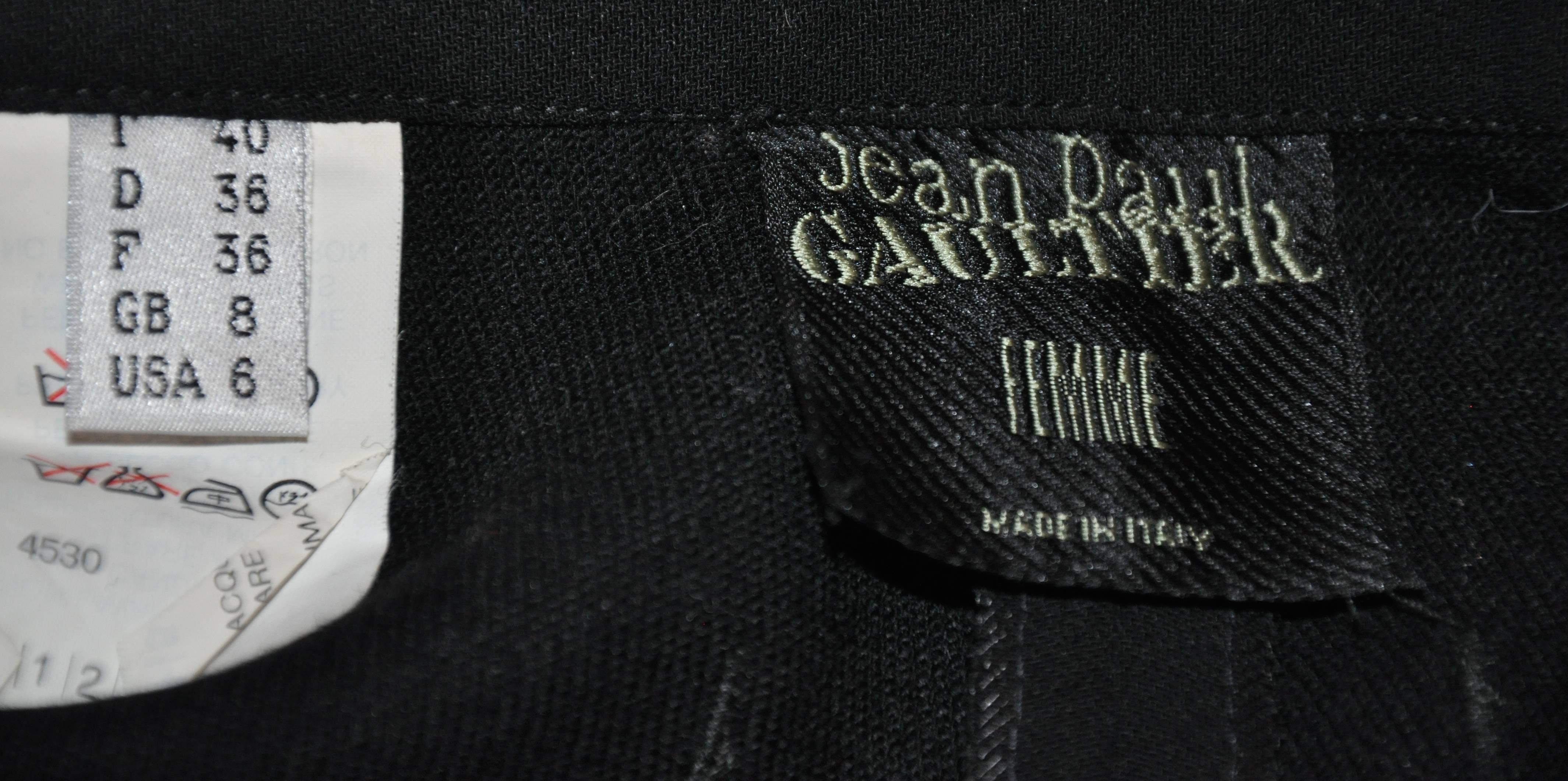 Women's Jean Paul Gaultier Black Wool High-Waisted Trousers For Sale