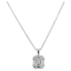 1.37 Carat Cubic Zirconia Sterling Silver Baguette & Round Cut Pendant Necklace