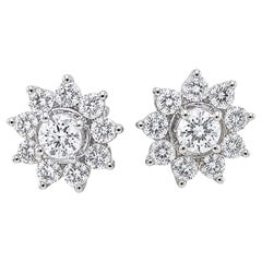 Tresor Paris Boucles d'oreilles en argent sterling avec halo de fleurs et clous en zirconia