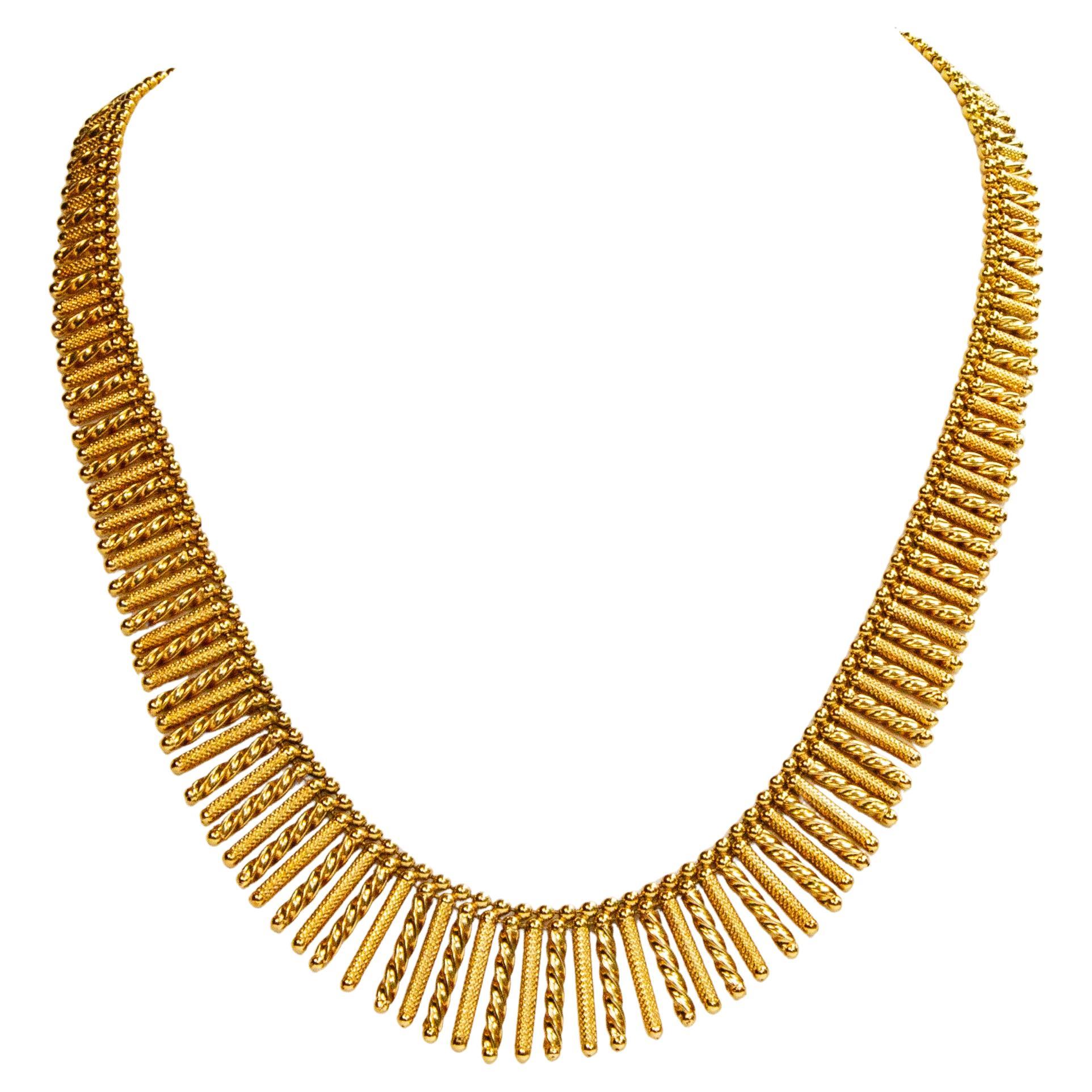 UnoAErre 18 Karat Yellow Solid Gold Fringe Necklace Choker