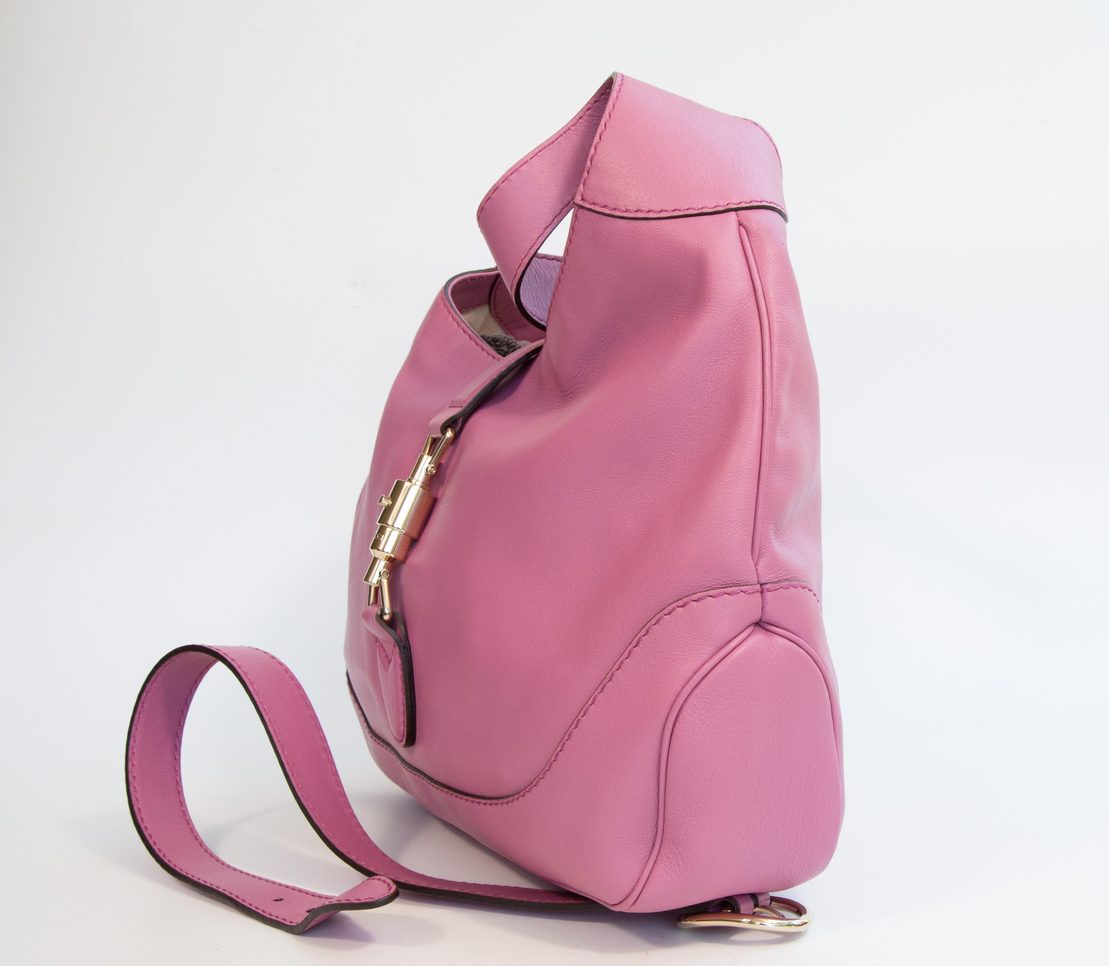 2000er Gucci Jackie Rosa Leder Schulter Umhängetasche im Angebot 1