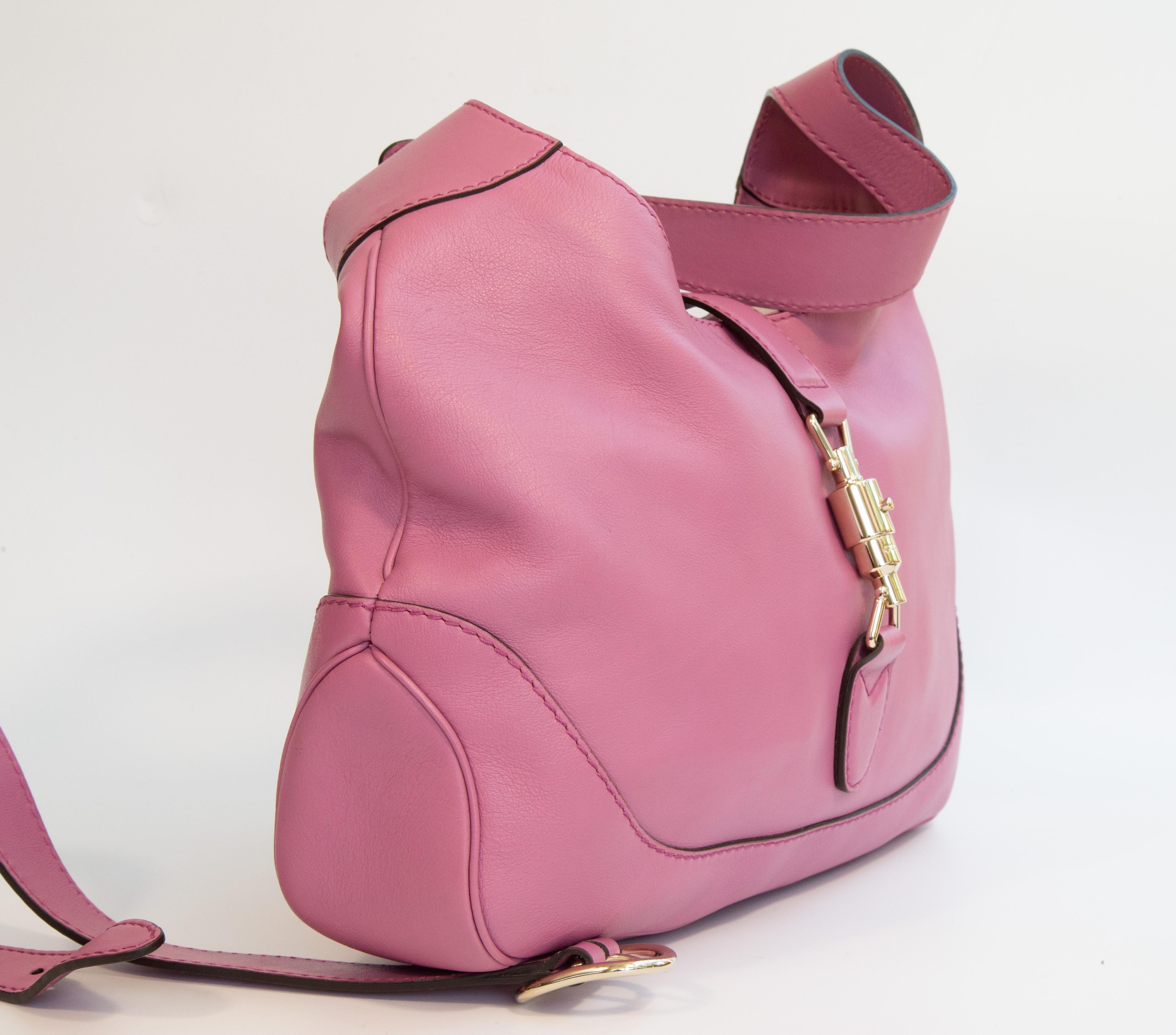 2000er Gucci Jackie Rosa Leder Schulter Umhängetasche für Damen oder Herren im Angebot