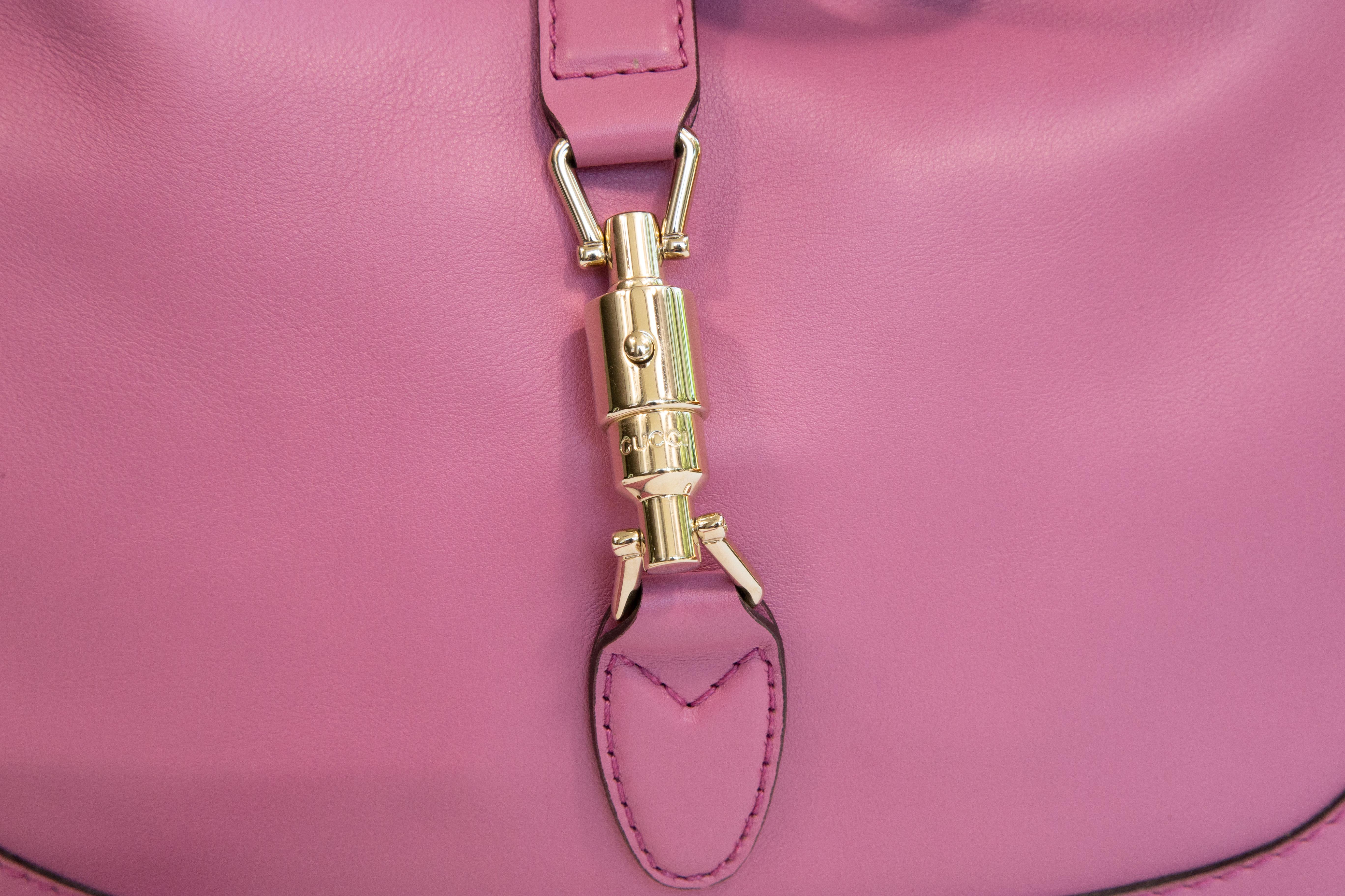 2000er Gucci Jackie Rosa Leder Schulter Umhängetasche (Pink) im Angebot