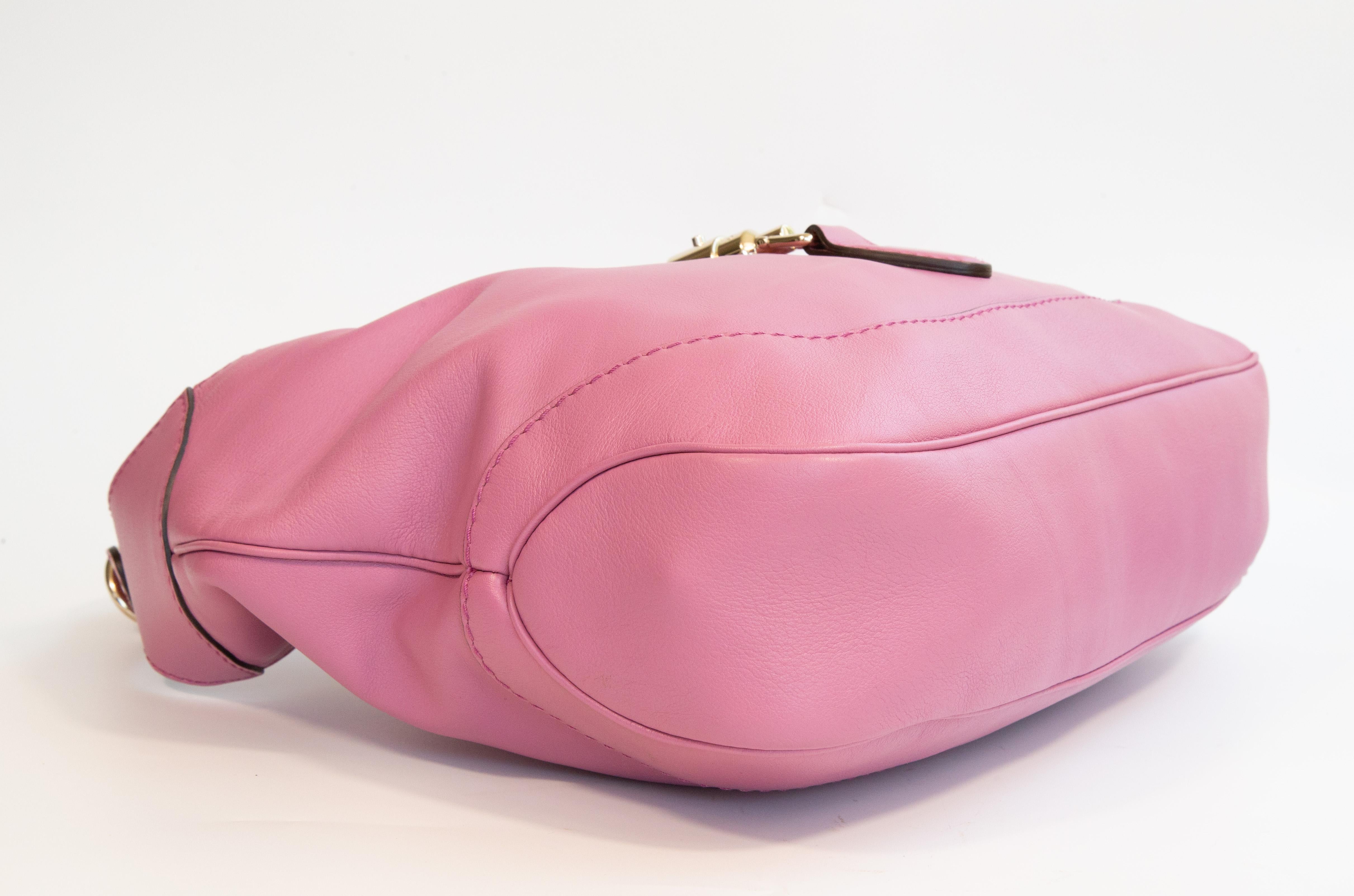2000er Gucci Jackie Rosa Leder Schulter Umhängetasche im Angebot 5