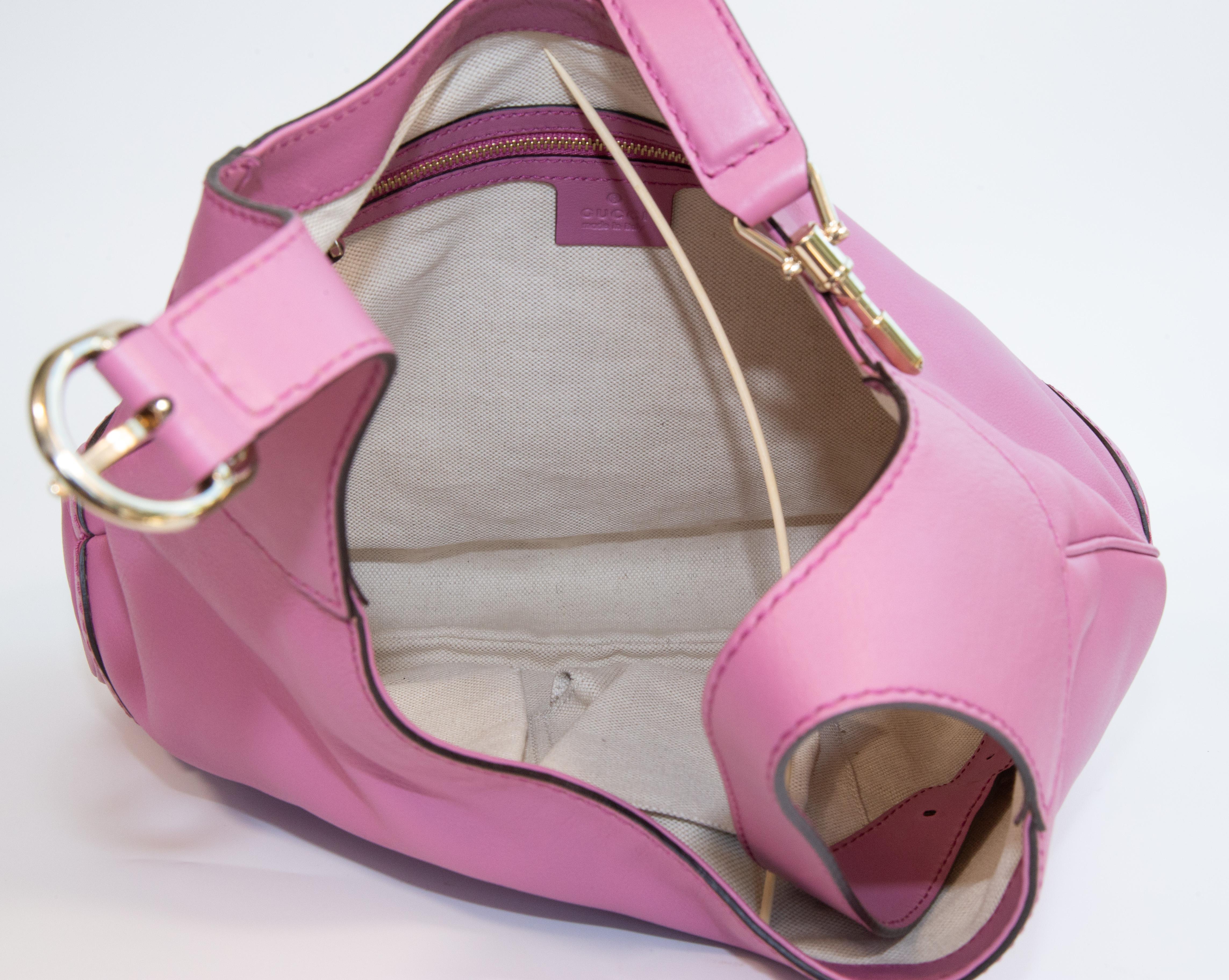 2000er Gucci Jackie Rosa Leder Schulter Umhängetasche im Angebot 9