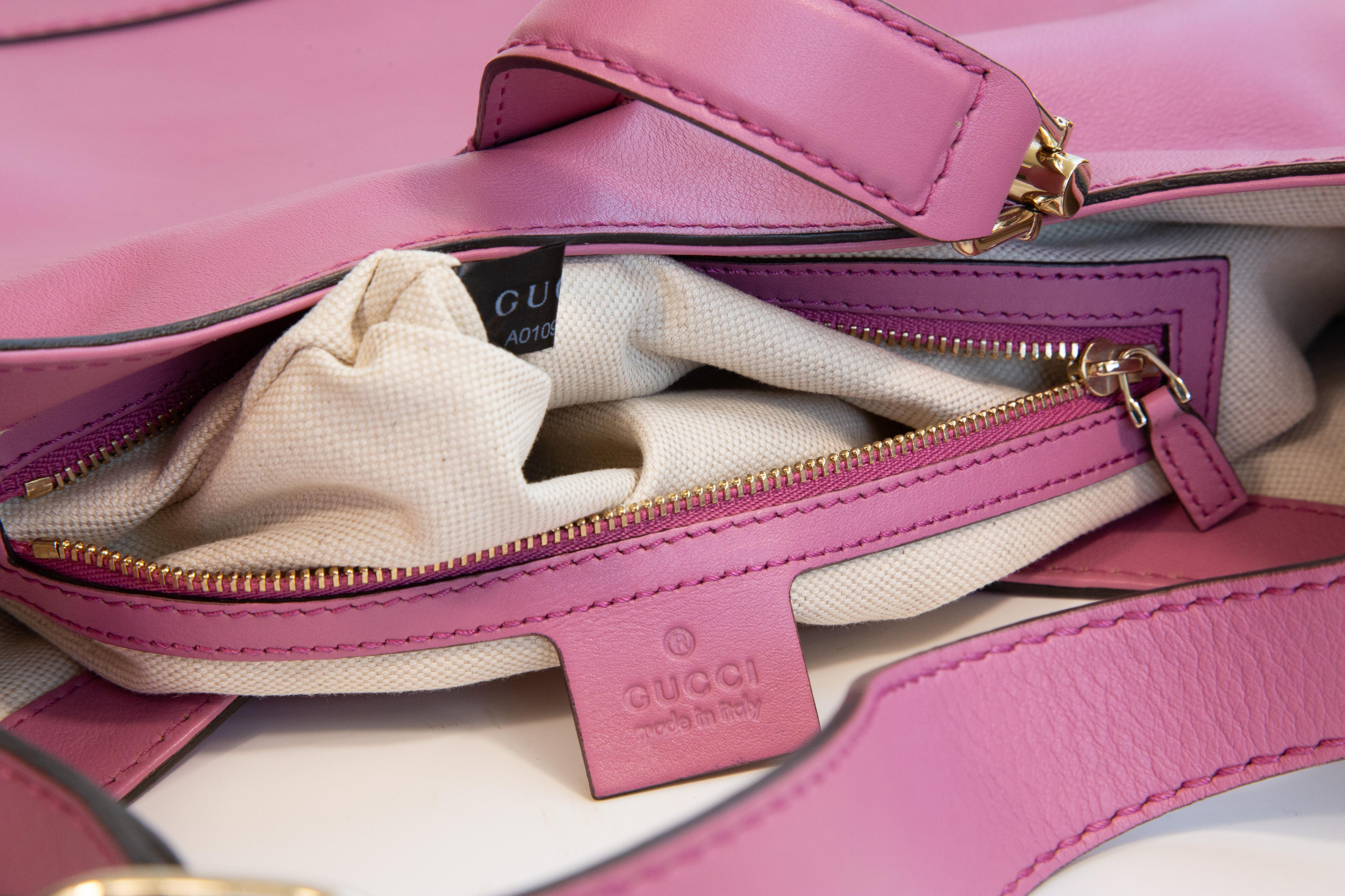 2000er Gucci Jackie Rosa Leder Schulter Umhängetasche im Angebot 7