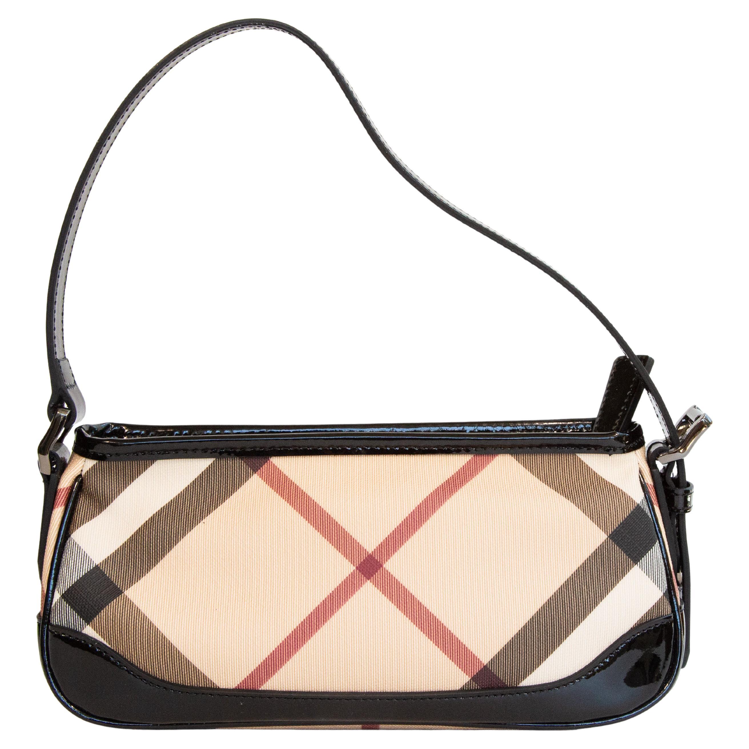 Années 2000 Burberry Multicolore Nova Check PVC Canvas Shoulder Bag Clutch Eevening Bag