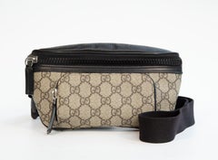 2000s Gucci GG Web Canvas and Black Leather Trim Eden Belt Bag