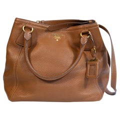 2000s Prada Brown Top Handle Shoulder Crossbody Bag