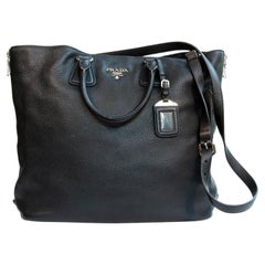 2000s Prada Black Leather Crossbody Bag Top Handle Bag