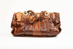 2000s Chloé Large Heloise Brown Leather Top Handle Bag/24-Hours/Travel Bag