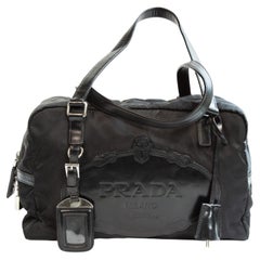 2000s Prada Black Nylon Bowling Bag