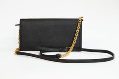 2000s Burberry Hannah Wallet On Chain Black Leather