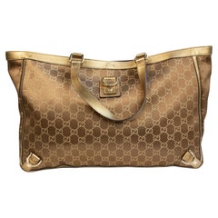 Gucci 2000s Brown/Gold Fabric D-Ring Women's Tote Bag