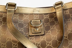 Gucci 2000s Brown/Gold Fabric D-Ring Women's Tote Bag