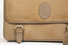 1990s Yves Saint Lorent Messenger Bag in Khaki/Brown Striped Material