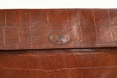 1990s Mulberry Document Tablet Case in Crocodile Brown Embossed Leather