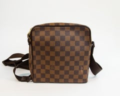 2004 Louis Vuitton Olav Damier Ebene quadratische Schultertasche aus braunem Canvas