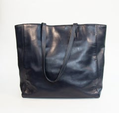2000s Miu Miu Dark Blue Supple Leather Tote Bag