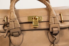 2000s Gucci Tan Light Beige Leather Handcrafted Large Top Handle Bag