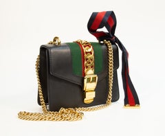 2000s Gucci Navy Blue Leather Sylvie Mini Shoulder Bag