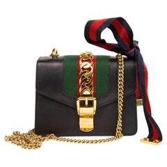2000s Gucci Navy Blue Leather Sylvie Mini Shoulder Bag