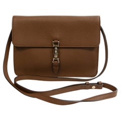 2000s Gucci Brown Pebbled Leather Soft Jackie Crossbody Bag Messenger Bag