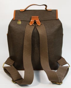 1990s Mulberry Khaki Green Pebbled Scotchgrain Material Backpack