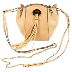 2000s Chloé Beige Suede & Leather Mini Sac Fringe Shoulder Bag