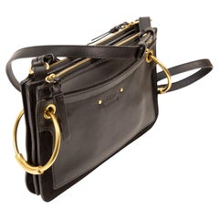 2000s Chloé Roy Black Leather and Suede Crossbody Bag