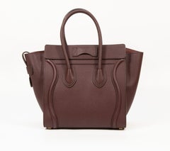 2000s Celine Phantom Luggage Burgundy Textured Leather Top Handle Bag