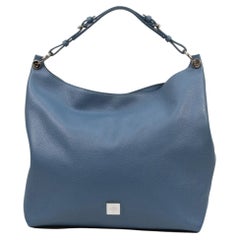 Mulberry Freya Large Hobo-Tasche aus blauem, genarbtem Leder mit silbernen Akzenten aus den 2000er Jahren