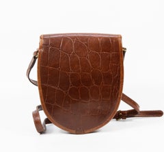 Mulberry 1990s Brown Congo Leather Saddle Bag with Gold Hardware